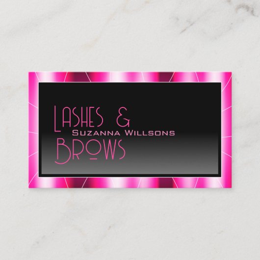 ピンクスタイリッシュフレームブラックグラディエントシックとロゴ 名刺 (正面)