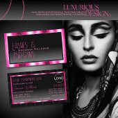 ピンクスタイリッシュフレームブラックグラディエントシックとロゴ 名刺