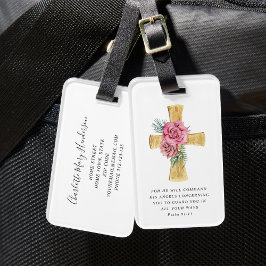 ピンクスタイリッシュフローラクロス ラゲッジタグ