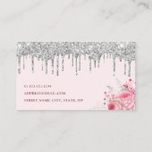 ピンクスタイリッシュフローラグリッタードリップメイク&ヘア 名刺 (裏面)