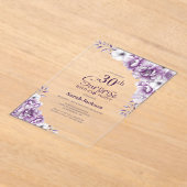 ピンクスタイリッシュフローラサプライズ30歳の誕生日パーティー アクリル招待状 (レイダウン)