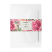 ピンクスタイリッシュフローラバラガーデン金ゴールドフレーム結婚ズ 招待状ベリーバンド (正面例)