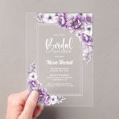 ピンクスタイリッシュフローラブライダルシャワー アクリル招待状 (インサイチュ (ポータブル))