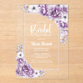 ピンクスタイリッシュフローラブライダルシャワー アクリル招待状 (正面)