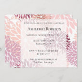 ピンクスタイリッシュフローラブライダルシャワー 招待状 (正面/裏面)