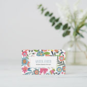 ピンクスタイリッシュフローラ水彩花 名刺 (スタンド正面)