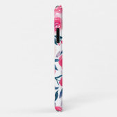 ピンクスタイリッシュフローラ水色バラパターン Case-Mate iPhoneケース (裏面/右)