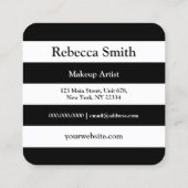 ピンクスタイリッシュフローラ白黒ストライプ化粧 スクエア名刺 (裏面)