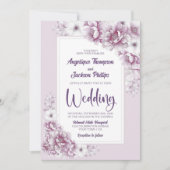 ピンクスタイリッシュフローラ結婚ズ 招待状 (正面)
