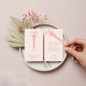 ピンクスタイリッシュヘアサロンヴィンテージスパークルハサミ 名刺