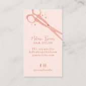 ピンクスタイリッシュヘアサロンヴィンテージスパークルハサミ 名刺 (裏面)