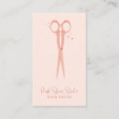 ピンクスタイリッシュヘアサロンヴィンテージスパークルハサミ 名刺 (正面)