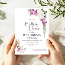 ピンクスタイリッシュホワイトローズフローラ誕生日ディナー