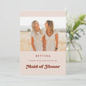 ピンクスタイリッシュメイド・オブ・オーナー(花嫁付き添い人)感謝していユーフォトカード 招待状 (スタンド正面)