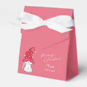 ピンクスタイリッシュメリークリスマスモダンかわいい猫 フェイバーボックス (正面サイド)