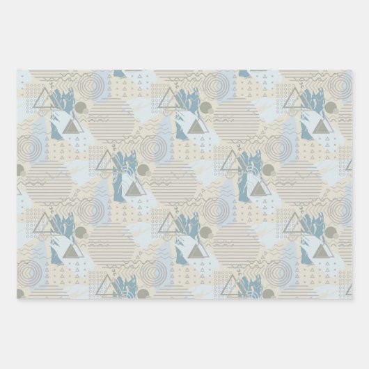 ピンクスタイリッシュメンフィススタイル80sアポップ・アートのートジオメトリック ラッピングペーパーシート (正面2)