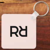 ピンクスタイリッシュモノグモダンラムガーリーイニシャルラグジュアリー キーホルダー (裏面)