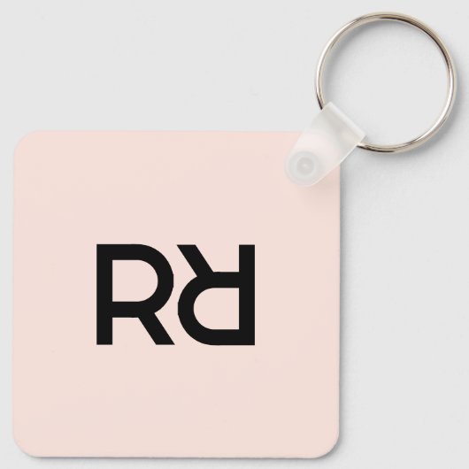 ピンクスタイリッシュモノグモダンラムガーリーイニシャルラグジュアリー キーホルダー (裏面)