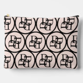 ピンクスタイリッシュモノグラムイニシャルガールイニシャルラグジュアリー アクセサリーポーチ (正面)