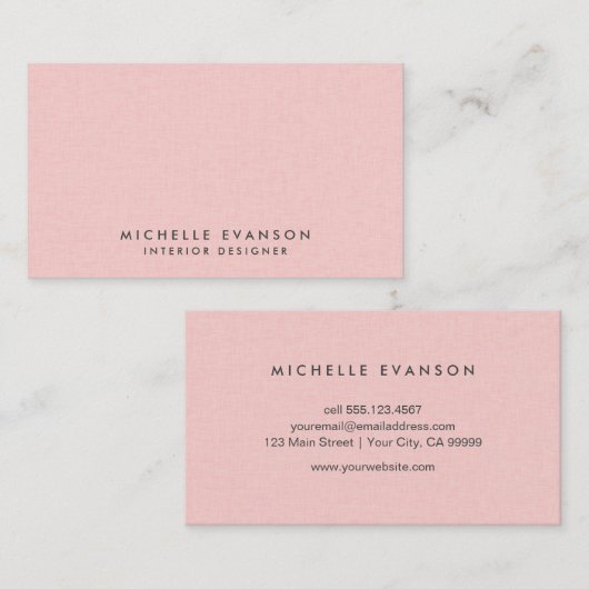ピンクスタイリッシュリネンミニマルプロフェッショナル 名刺 (正面/裏面)