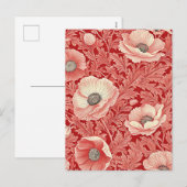 ピンクスタイリッシュレッドポピーフローラアート シーズンポストカード (正面/裏面)