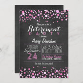 ピンクスタイリッシュレトロシャルボード退職パーティー 招待状 (正面/裏面)