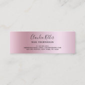 ピンクスタイリッシュローズ金ゴールドグリッタードリップ爪、 ネイル スキニー名刺 (裏面)