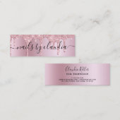 ピンクスタイリッシュローズ金ゴールドグリッタードリップ爪、 ネイル スキニー名刺 (正面/裏面)