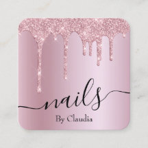 ピンクスタイリッシュローズ金ゴールドグリッタードリップ爪、 ネイル