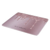 ピンクスタイリッシュローズ金ゴールドグリッター滴 カッティングボード (角)