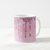 ピンクスタイリッシュローズ金ゴールドグリッター滴 コーヒーマグカップ (正面右)