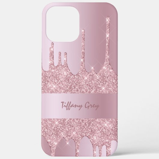 ピンクスタイリッシュローズ金ゴールドグリッター滴 Case-Mate iPhoneケース (裏面)