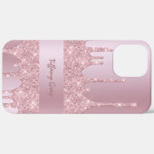 ピンクスタイリッシュローズ金ゴールドグリッター滴 Case-Mate iPhoneケース (裏面 (横))