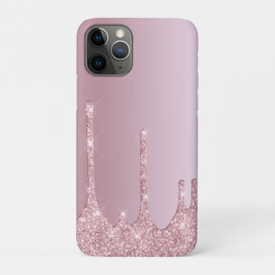 ピンクスタイリッシュローズ金ゴールドグリッター滴 iPhone 11 PROケース
