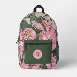 ピンクスタイリッシュヴィンテージフローラモノグラム プリントバックパック