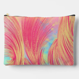 ピンクスタイリッシュ色の黄色の抽象芸術羽 アクセサリーポーチ