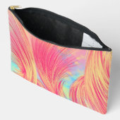 ピンクスタイリッシュ色の黄色の抽象芸術羽 アクセサリーポーチ (見開き)