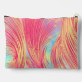 ピンクスタイリッシュ色の黄色の抽象芸術羽 アクセサリーポーチ (裏面)