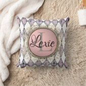 ピンクスタイリッシュ赤面ハーレクインモノグラム クッション (ブランケット)