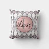 ピンクスタイリッシュ赤面ハーレクインモノグラム クッション (正面)