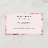 ピンクスタイリッシュ金ゴールドグリッター大理石アゲートモノグラム 名刺 (裏面)