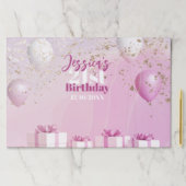 ピンクスタイリッシュ金ゴールドグリッター誕生日紙ランチョンマット ペーパーパッド (インサイチュ)