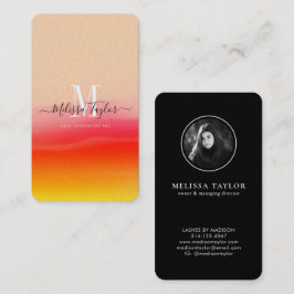 ピンクスタイリッシュ金ゴールド抽象芸術ホログラフィモノグラムのック 名刺