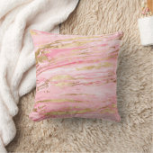 ピンクスタイリッシュ金ゴールド抽象芸術大理石絵を描液 クッション (ブランケット)
