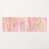 ピンクスタイリッシュ金ゴールド抽象芸術大理石絵を描液 ヨガマット (裏面(横))