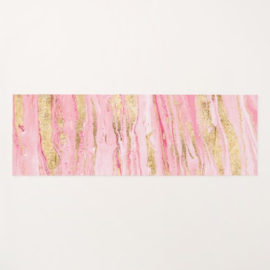 ピンクスタイリッシュ金ゴールド抽象芸術大理石絵を描液 ヨガマット (正面(横))
