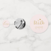 ピンクスタイリッシュ金ゴールド結婚のテーパーソナライズされたブル コンフェッティ (正面)