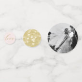 ピンクスタイリッシュ金ゴールド結婚のテーパーソナライズされたブル コンフェッティ (裏面)