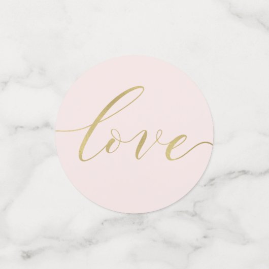 ピンクスタイリッシュ金ゴールド結婚のテーパーソナライズされたブル コンフェッティ (スモール正面)