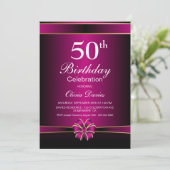 ピンクスタイリッシュ50歳の誕生日パーティー 招待状 (スタンド正面)